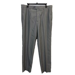 Madison Dress Pants Mens 36X32 Modern Fit Chambray Grey Trousers